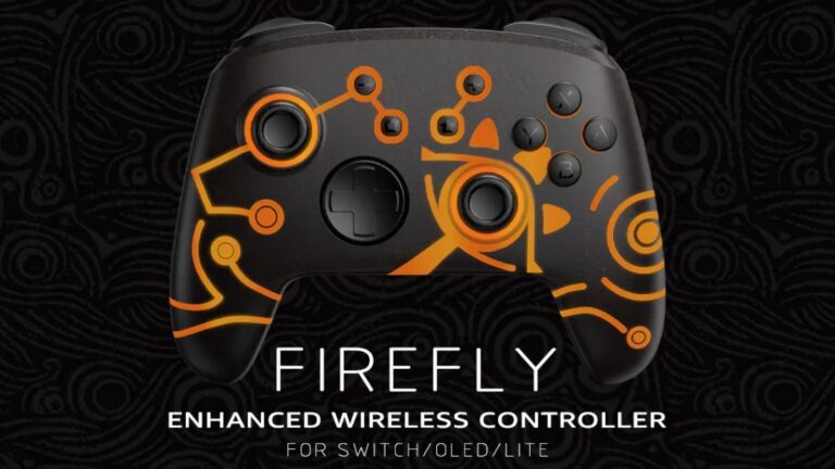 O controle Firefly modelo Zelda é desenvolvido pela Funlab e funciona em todas as versões do Nintendo Switch, além de PC, mobile e SteamDeck