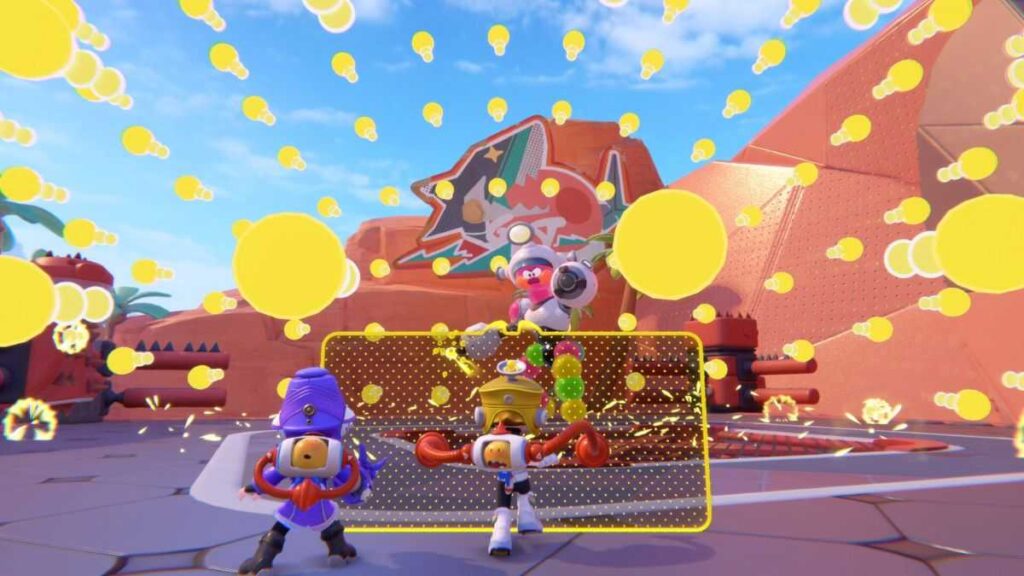 POPUCOM é uma aventura 3D que mistura elementos baseados em tinta estilo Splatoon com plataforma e modelagem que lembram Astro Bot