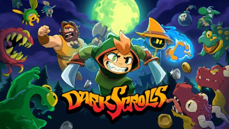 Desenvolvido pela doinksoft, o irreverente plataforma 2D e roguelite Dark Scrolls foi lançado pela Devolver Digital para PC e Nintendo Switch