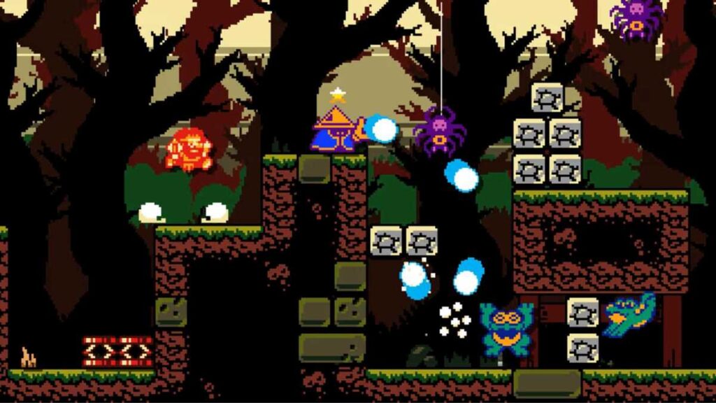 Dark Scrolls é um divertido e irreverente plataforma 2D roguelite que pode ser jogado sozinho ou em modo cooperativo (local e online)
